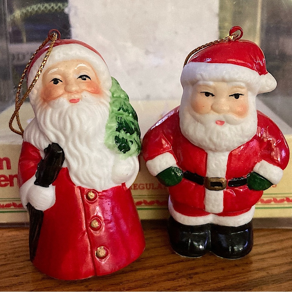 Vintage Trim Trends Ceramic Christmas 3” Santa Clause Figurines Light Covers